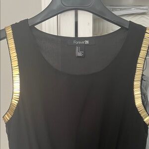 Forever 21 Black Dress with Metallic Gold Trim